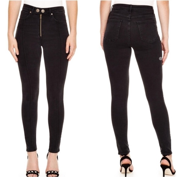 Sandro Paris High Rise Black Seam Serial Denim Jeans - Picture 1 of 10